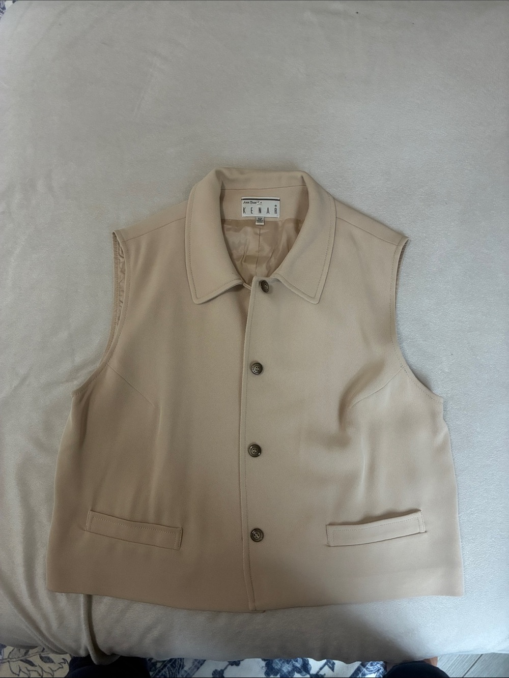 Kenar Men's Beige Sleeveless Wool-Blend Vest